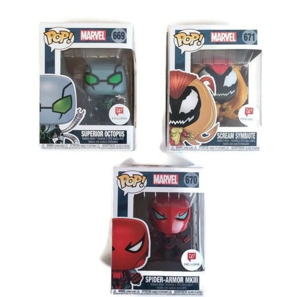 Funko Other - Marvel Funko Pop Scream Symbiote 671 Spider Armor MKIII 670 Superior Octopus 669